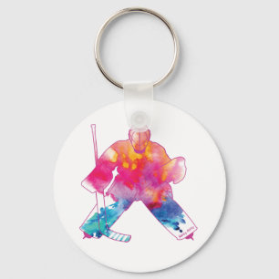 Girls Hockey Goalie Watercolor Keychain