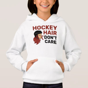 Girls Hockey Hair Don't Care Red Head Hoodie