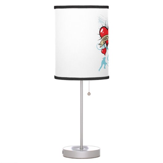 Girls Hockey Heart Tattoo Love Table Lamp (Left)