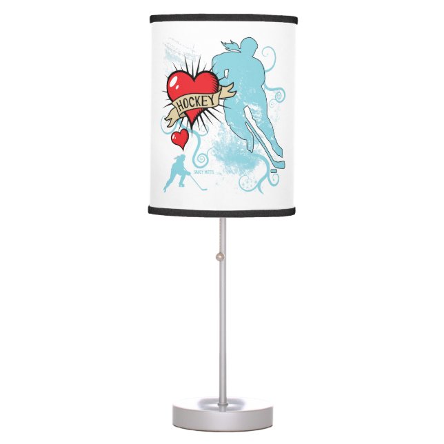 Girls Hockey Heart Tattoo Love Table Lamp (Front)