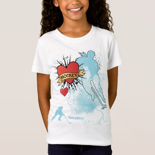 Girls Hockey Heart Tattoo T-Shirt (Front)
