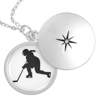 Girls hockey locket necklace