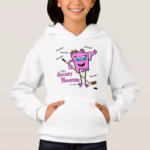 Girls Hockey Monster Pink Hoodie