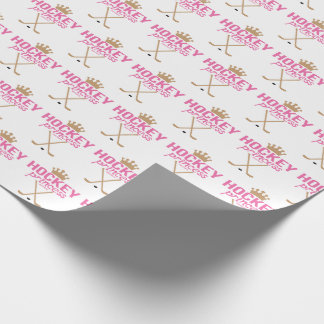 Girls Hockey Princess Baby Pink Wrapping Paper
