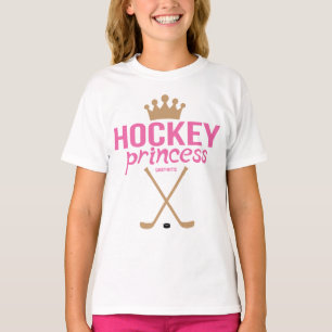 Girls Hockey Princess Pink Hockey Sticks T-Shirt