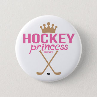Girls Hockey Princess Pink Sticks Pinback Button