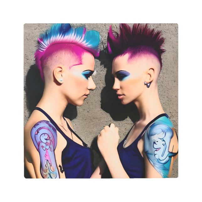 Girls Holding Hands LGBTQ+ Metal Print (Front)