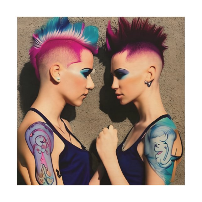 Girls Holding Hands LGBTQ+ Wood Wall Art (Front)