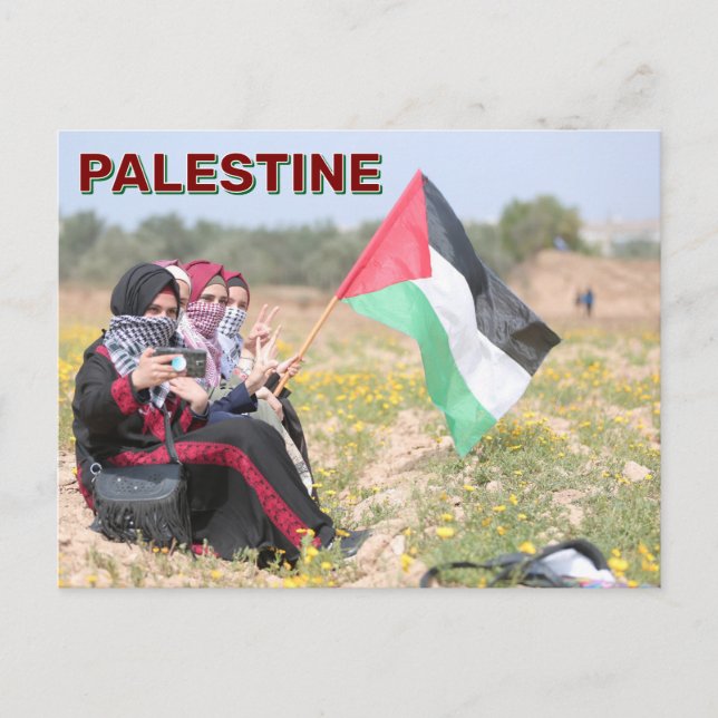 Girls Holding Palestinian Flag Postcard (Front)