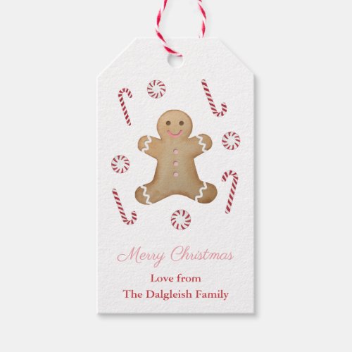 Girls Holidays Gingerbread Man Peppermint Candy Gift Tags