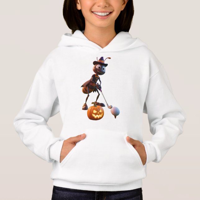 Girls Hoodies- Halloween Ant Golf ⛳ Hoodie (Front)