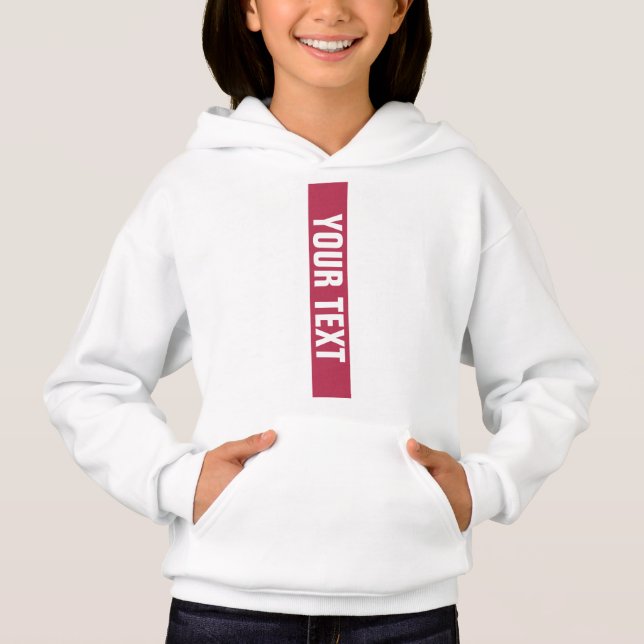 Girls Hoodies White Viva Magenta Custom Name Text (Front)