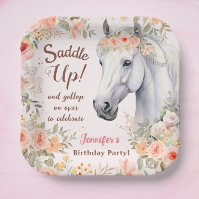 Girls Horse Birthday Party Paper Plates (Creator Uploaded)