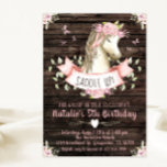 Girls Horse Rustic Wood Pink Floral Birthday Party Invitation at Zazzle