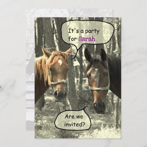 Girls Horseback_riding Party Birthday Invitation