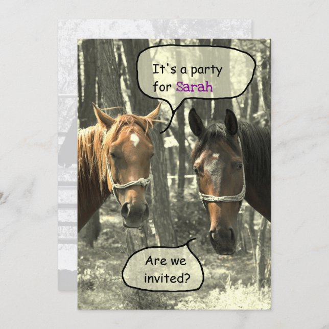 Girls Horseback-riding Party Birthday Invitation (Front/Back)