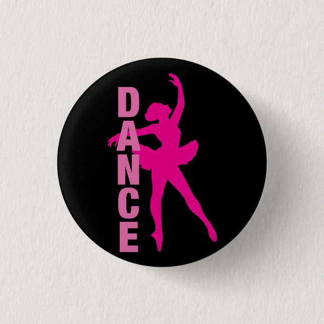 Girls Hot Pink Ballerina Dance Button (Front)