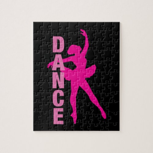 Girls Hot Pink Ballerina Dance Jigsaw Puzzle