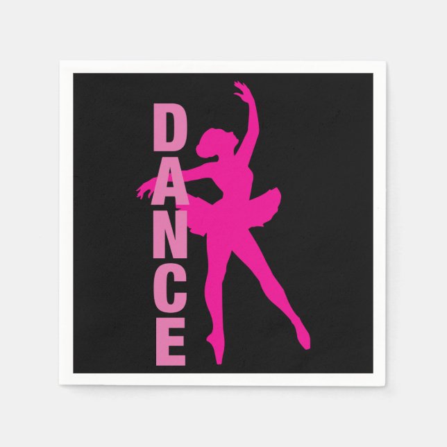 Girls Hot Pink Ballerina Dance Napkins (Front)