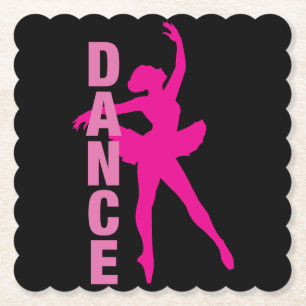 Girls Hot Pink Ballerina Dance Paper Coaster