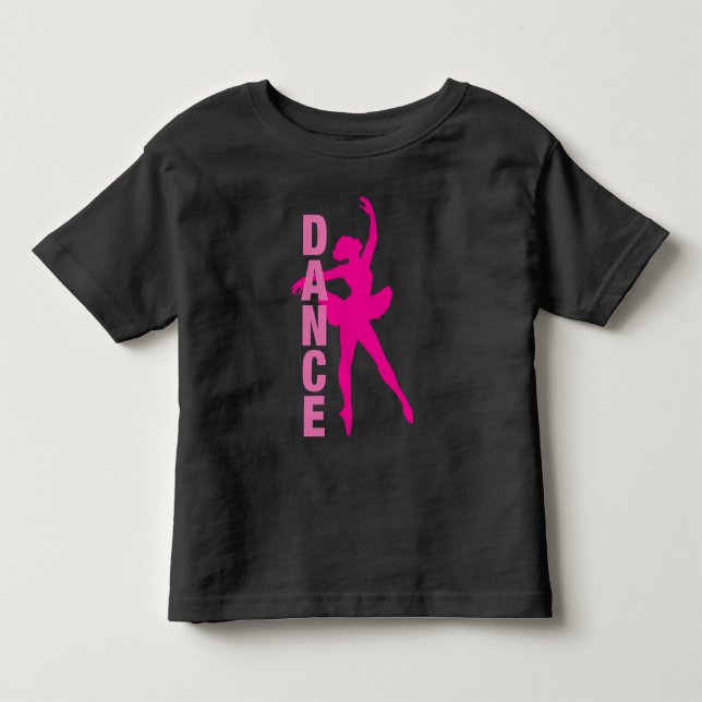 Girls Hot Pink Ballerina Dance Toddler T-shirt (Front)