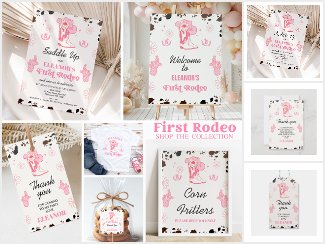 Girls Hot Pink First Rodeo 1st Birthday Collection