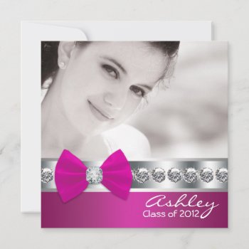 Girls Hot Pink Photo Graudation Announcements by Champagne_N_Caviar at Zazzle