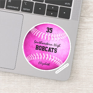 girls hot pink softball custom team name sticker