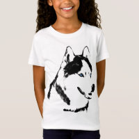 Girl's Husky Shirt Sled Dog Kid's Husky T-shirts