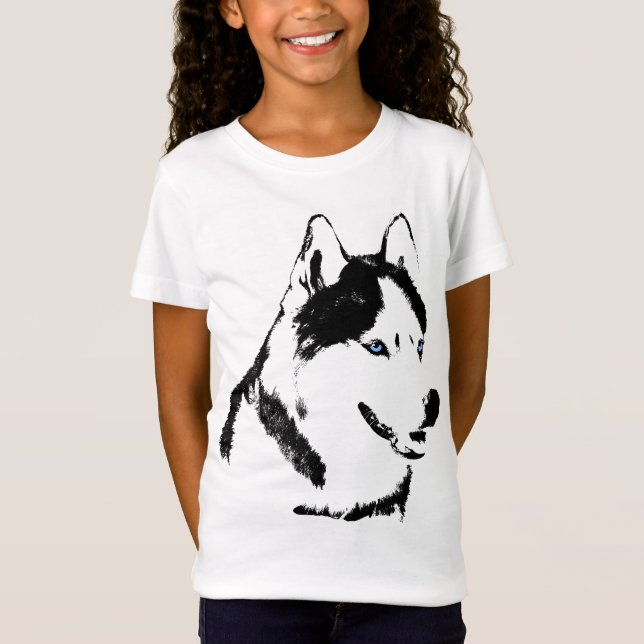 Girl's Husky Shirt Sled Dog Kid's Husky T-shirts (Front)