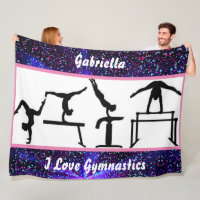 Girls I Love Gymnastics Fleece Blanket for Gymnast