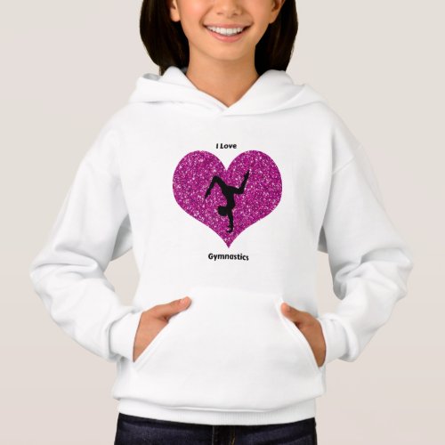 Girls I Love Gymnastics Glitter Heart T_Shirt Hoodie