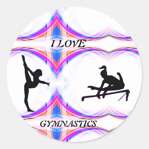 Girls I Love Gymnastics Round Stickers