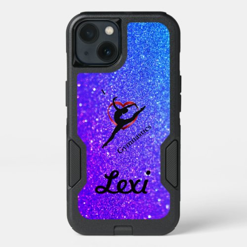 Girls I Love Gymnastics Sparkle w Name iPhone 13 Case