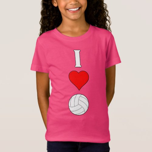 Girls I Love Heart Volleyball Graphic T_Shirt