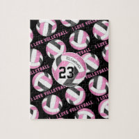 girls I love volleyball pink black personalized