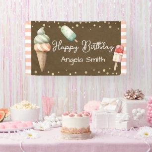 Girls Ice Cream Welcome Birthday Kraft Paper Banner