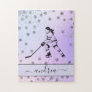 Girls Ice Hockey Colorful Ombre Snowflake Pattern  Jigsaw Puzzle