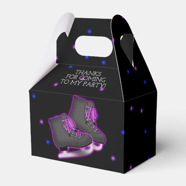 Girl's Ice Skate Birthday Party Favor Boxes (Front Side)