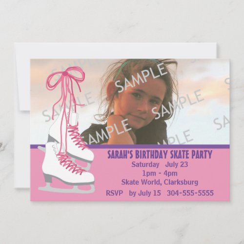 Girl's Ice Skating Party Invites