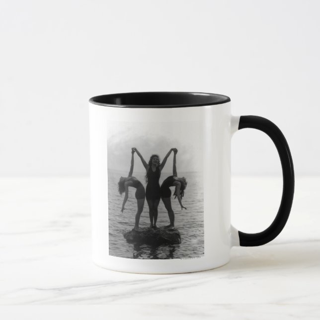 Girls in Posing on a Rock in the Water Mug (Right)
