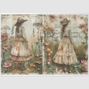 Girls In The Garden Decoupage Tissue Paper