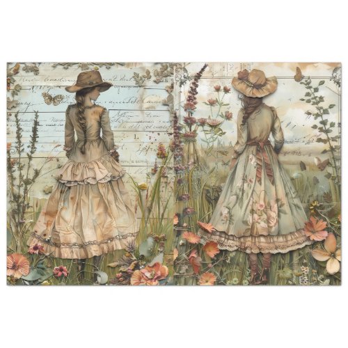 Girls In The Garden Decoupage Tissue Paper