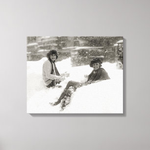 Girls in the Snow, 1922 Canvas Print