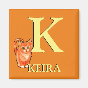 Girl's initial kitten fridge magnet