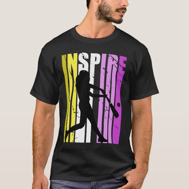 Girls Inspire Baseball Coach Birthday Coaching Ins T-Shirt (Front)