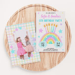 Girl's Joint Birthday Rainbow Theme With Photo Invitation<br><div class="desc">This girl's joint birthday rainbow theme invitation with a photo is ideal for twin sisters, or close friends who would like to have a shared birthday party. This invitation features a hand drawn rainbow cake with candles on top. On the back of the invitation is a space to add a...</div>