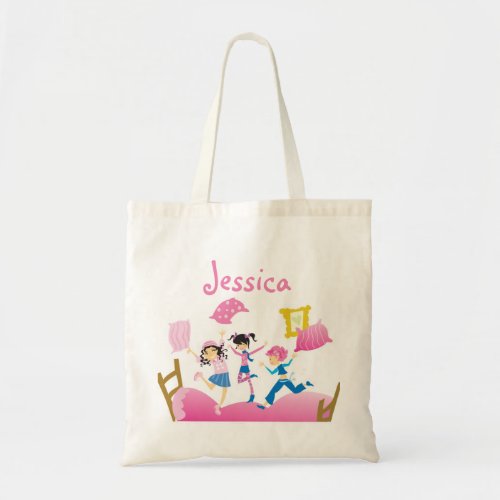 Girls Jumping on Bed Sleepover Party Tote Bag