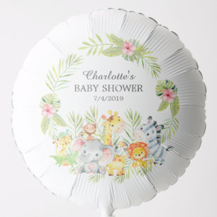 Girls Jungle Animals Baby Shower Balloon