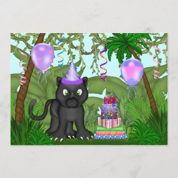 Girls Jungle Panther Birthday Party Invitation by StuffByAbby at Zazzle